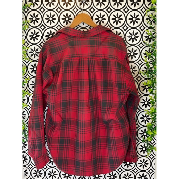 L.L. Bean red and green plaid  button down size large - Picture 3 of 6